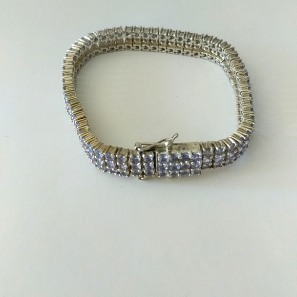 Tanzanite in white gold plated onto 925 sterling silver, bracelet - Picture 3 of 7